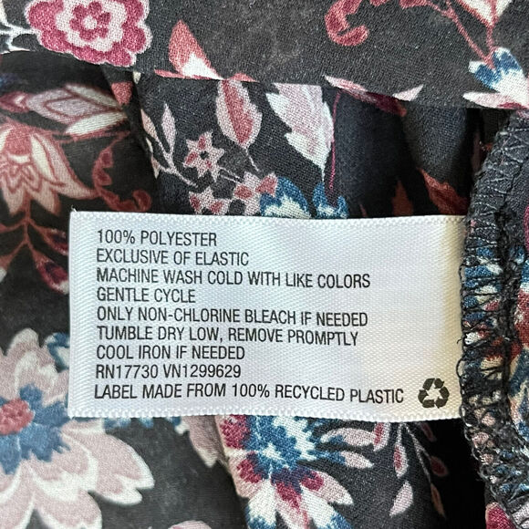 Knox Rose Sheer Blouse Women Size XS‎ Multicolor Floral Smocked Button Front - Picture 11 of 14